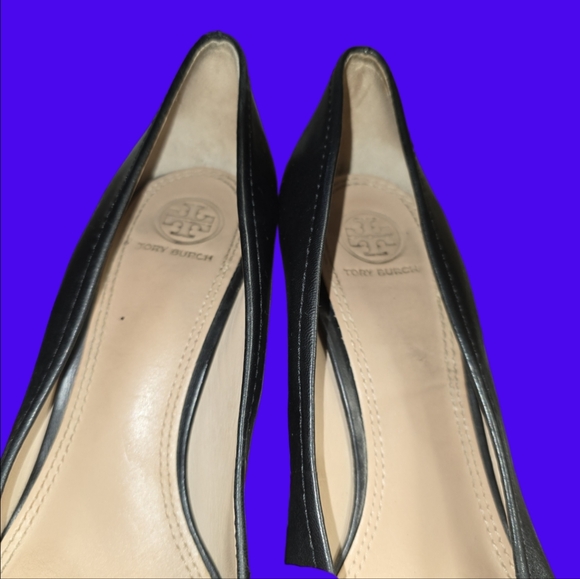 Tory Burch black leather platform heels size 8.5 - Picture 5 of 10